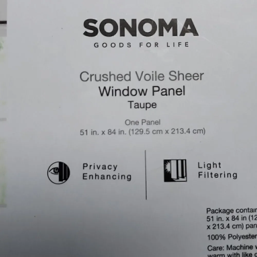 SONOMA CRUSHED VOLLE SHEER WINDOW PANEL - TAUPE